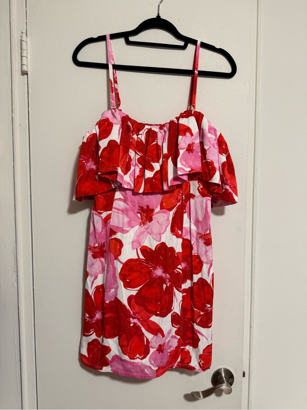 Evarae Stella Dress Ruffled Off-Shoulder Mini Dress- Size 6
